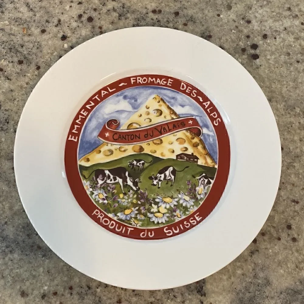 Restoration Hardware Set of 4 Cheese Themed Appetizer Plates